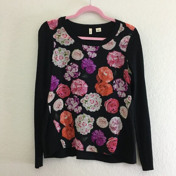 Anthropologie Moth Snapshot Floral Print Silk Knit Blend Blouse Size S/P - Picture 3 of 13